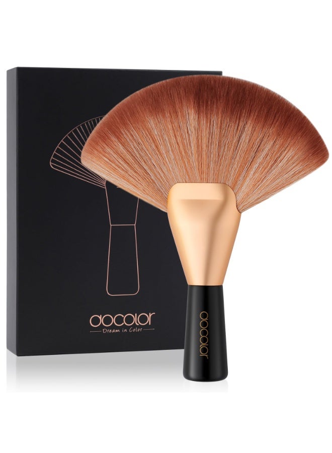 Professional Fan Brush - Finishing Powder Brush for Face & Body, Multi-Use Makeup Brush for Highlight, Blush, Bronzer & Spray Tan